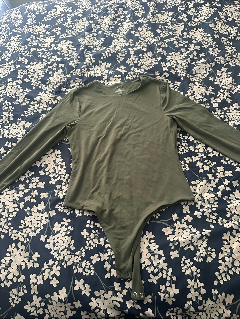 nuuds Olive Green Scoop Neck Bodysuit
